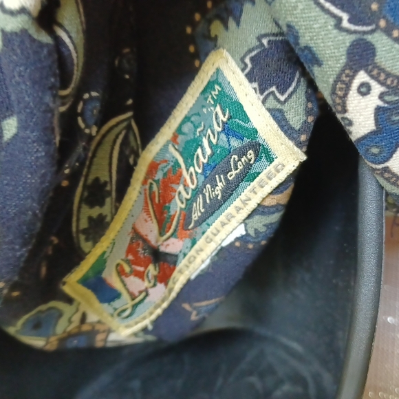 La Cabana Navy/green/brown xl large suede look, stretchy,  button front & sleeve - Picture 6 of 6